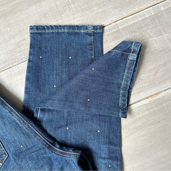 NWOT Talbots Simply Flattering 5 Pocket Ankle Jeans Dark Wash Bronze Studded - Picture 10 of 12